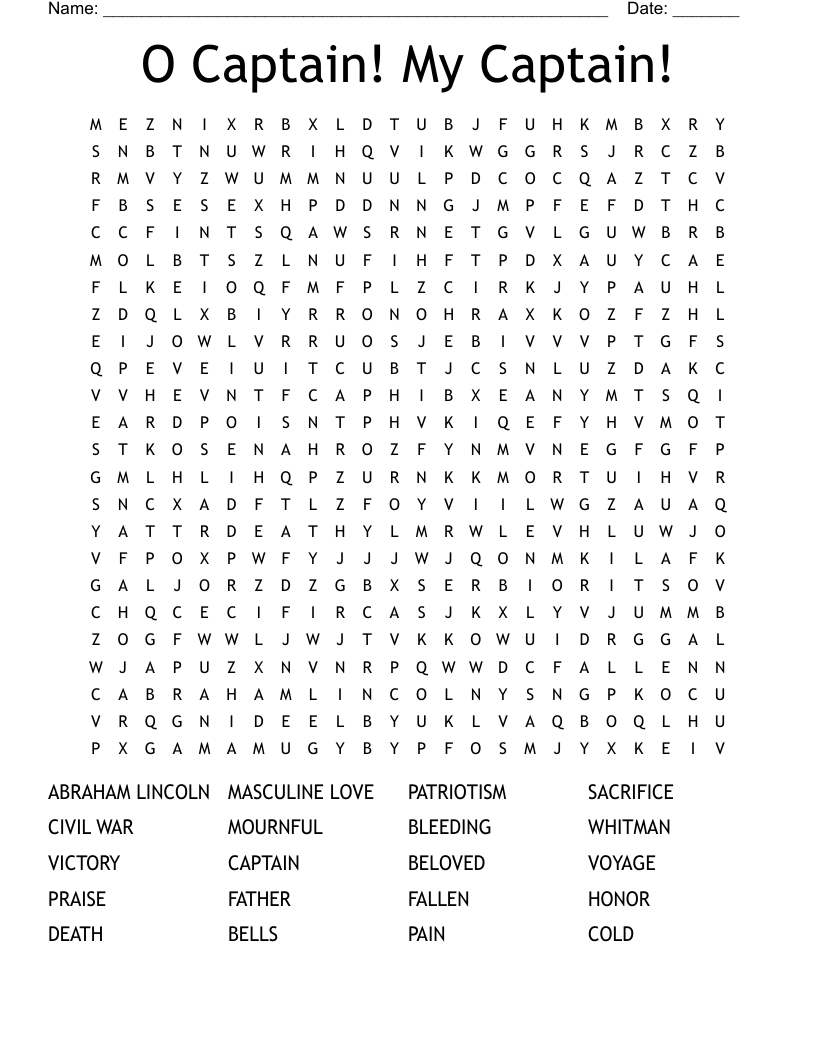 Abraham Lincoln Printable Word Search