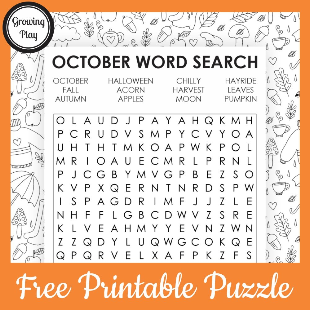 October Word Search Free Printable Growing Play