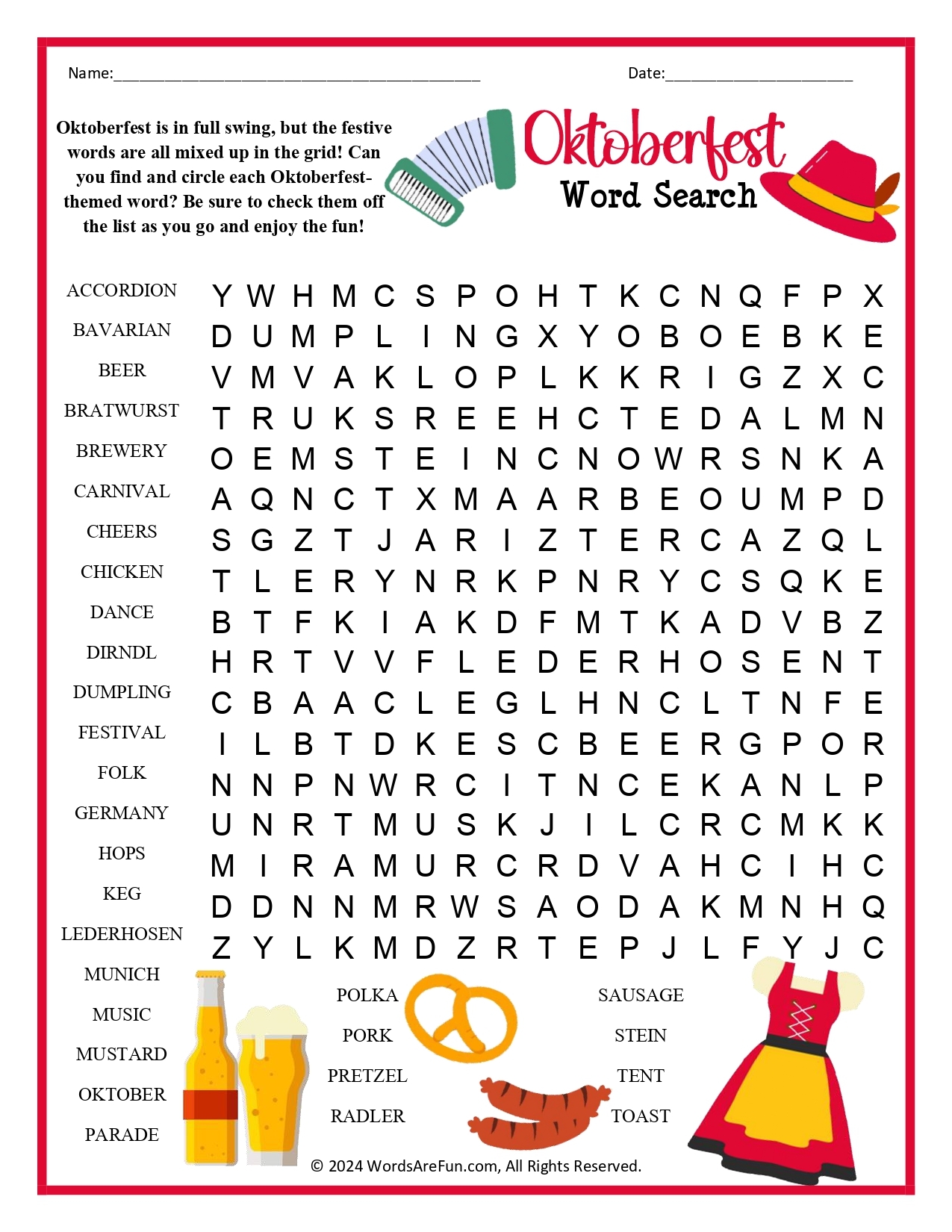 Oktoberfest Word Search