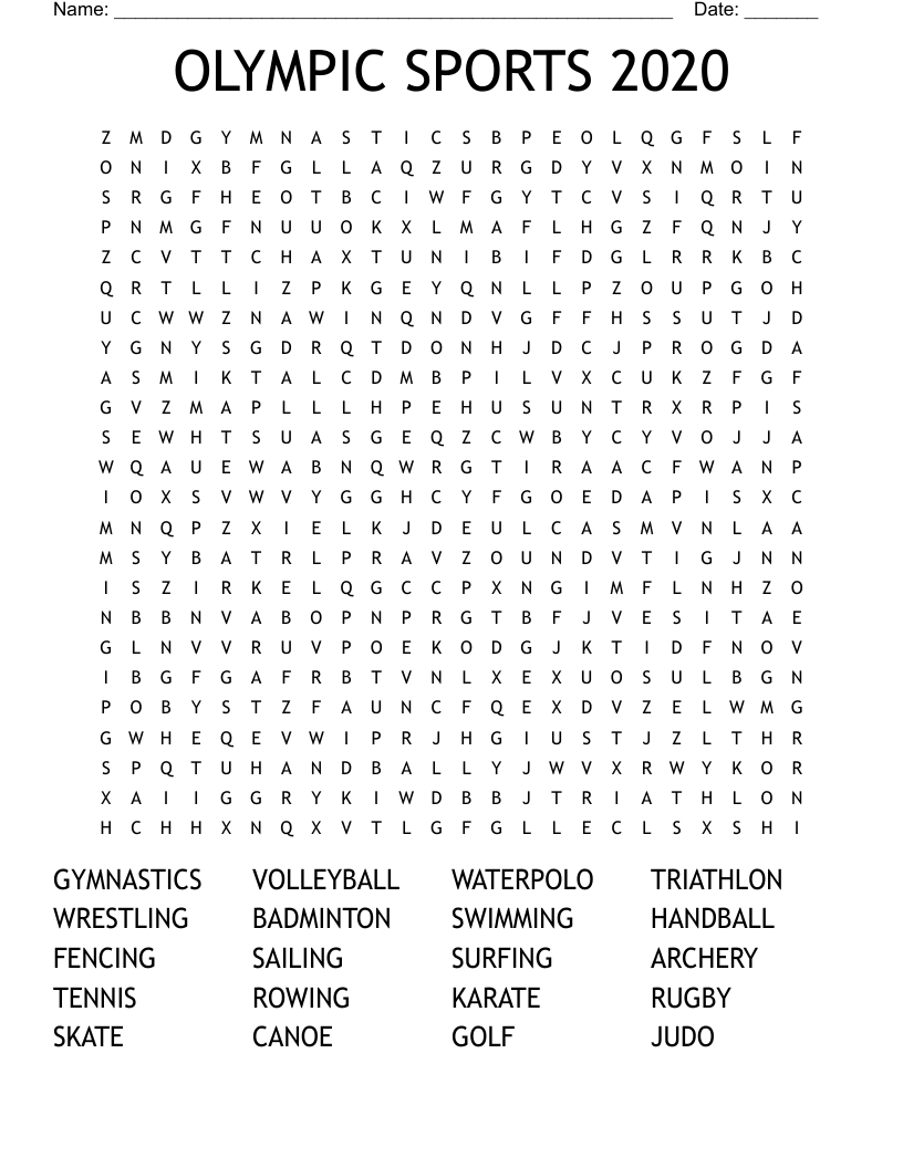 OLYMPIC SPORTS 2020 Word Search WordMint OLYMPIC SPORTS 2020 Word Search WordMint