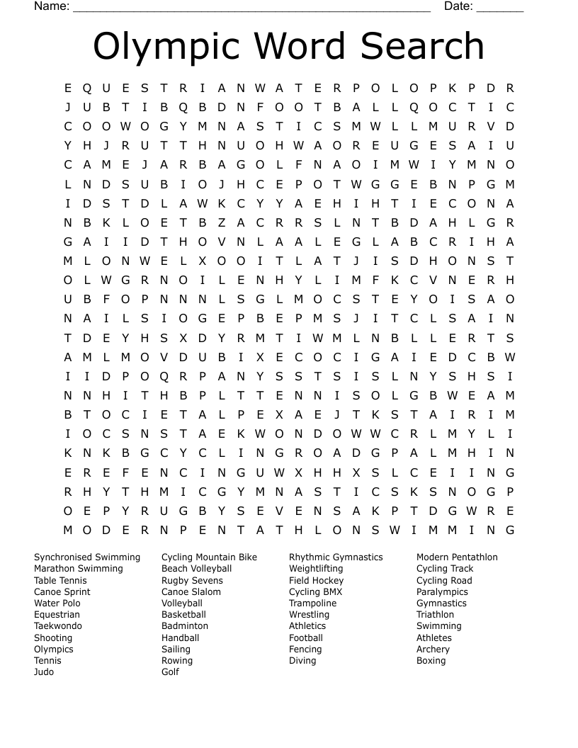 Olympic Word Search WordMint