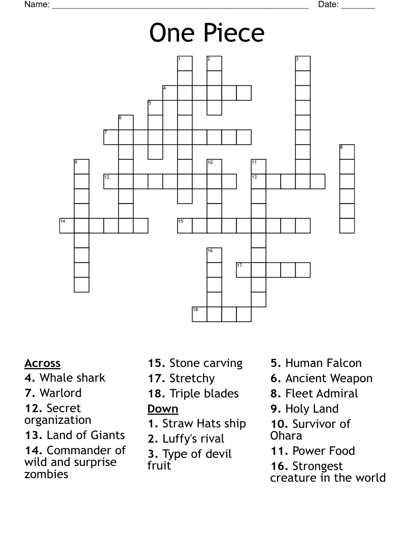 One Piece Crossword WordMint