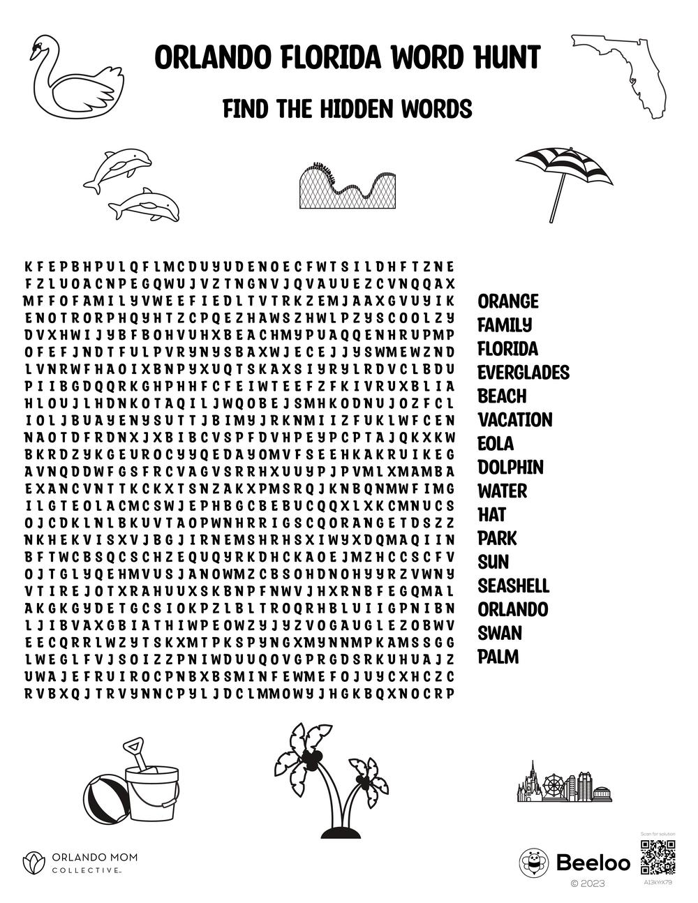 Orlando Florida Word Hunt Beeloo Printable Crafts And Activities For Kids