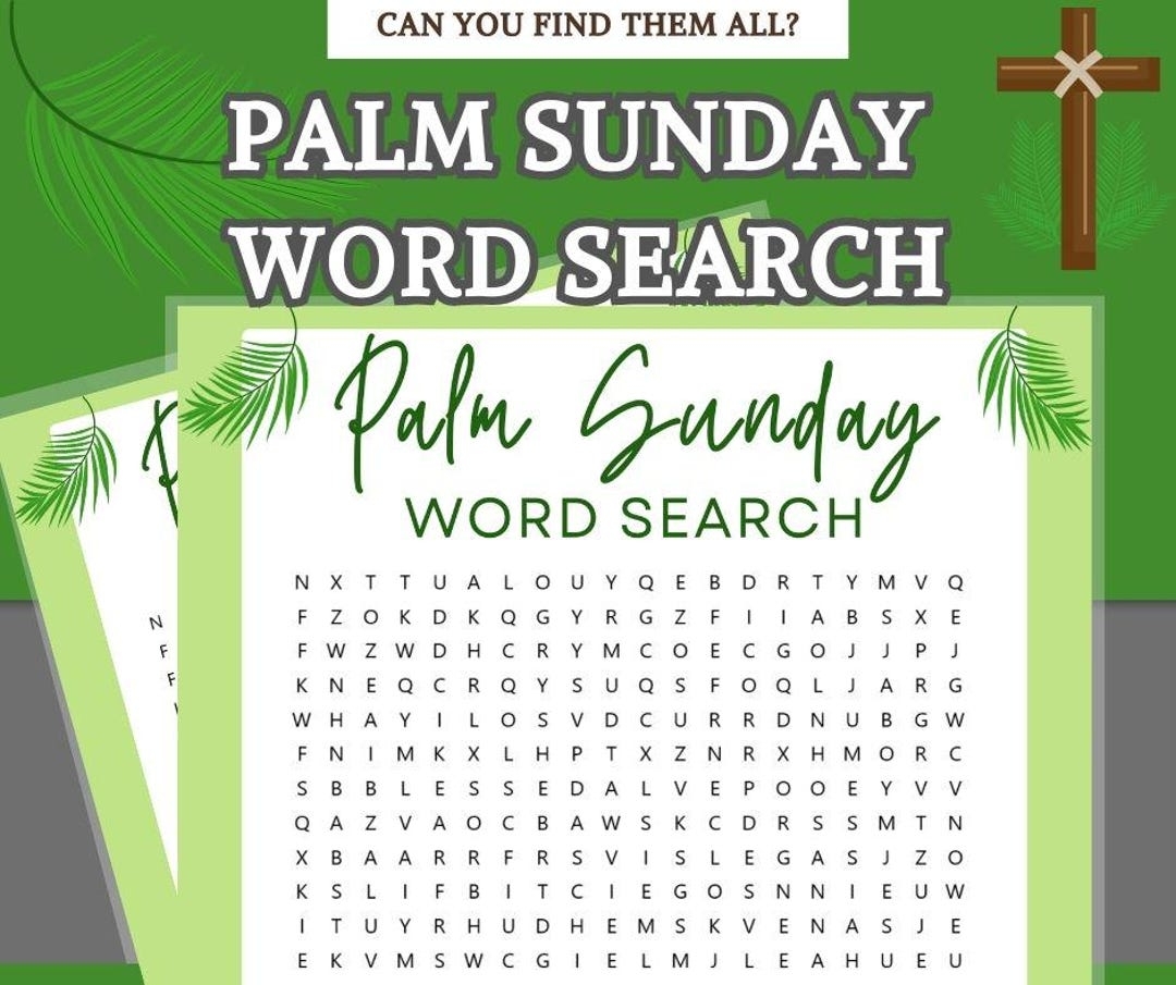 Palm Sunday Word Search bible Palm Sunday Game Printable Instant Download Sunday School Games Etsy