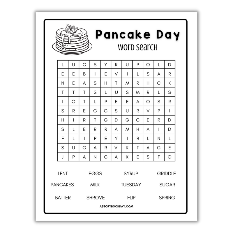 Pancake Day Word Search A Fun Activity For Kids Free Printable