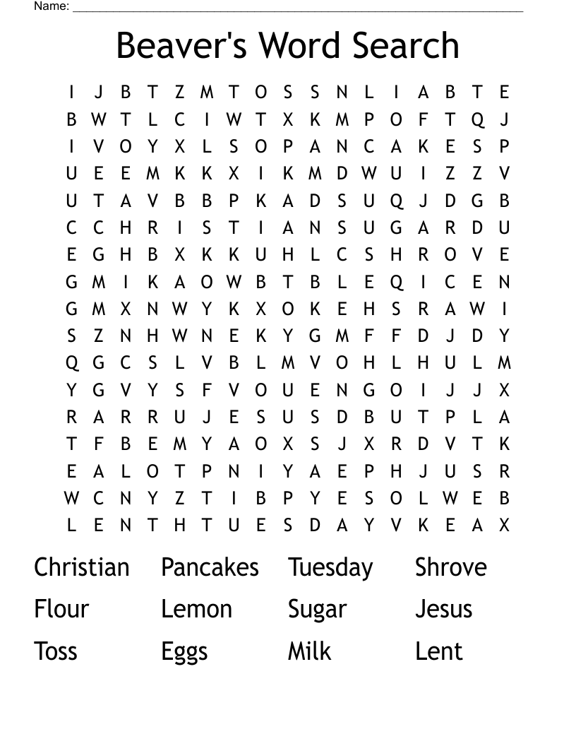Pancake Day Word Search WordMint