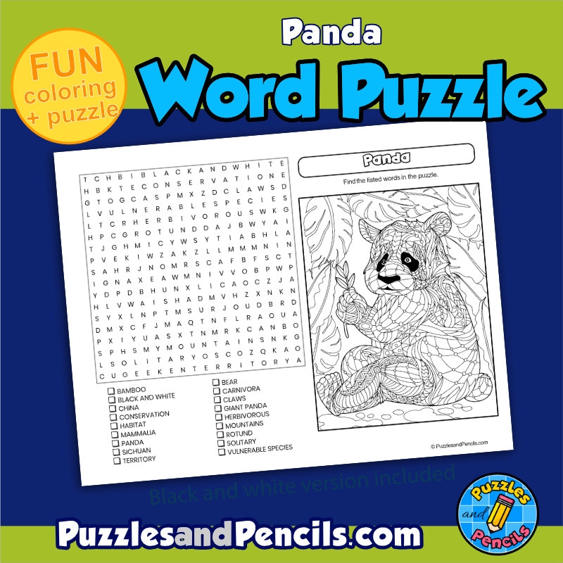 Panda Word Search Printable