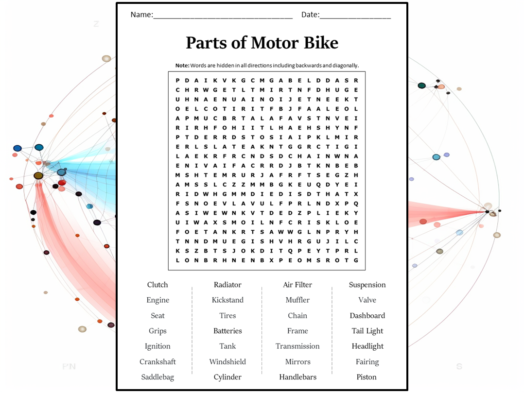 Parts Of Motor Bike Word Search Puzzle Worksheet Activity Teaching Resources
