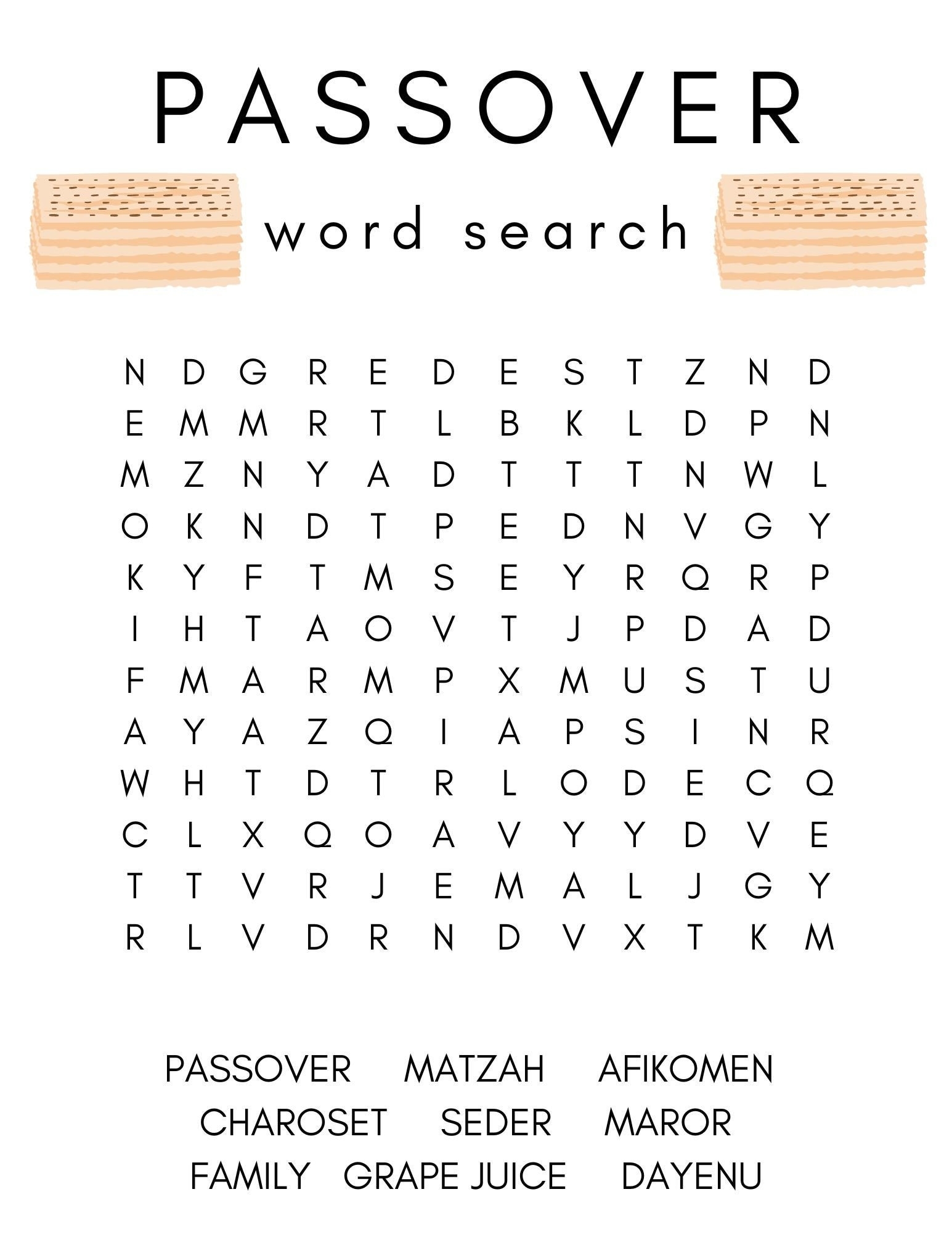 Passover Word Search Instant Download Etsy