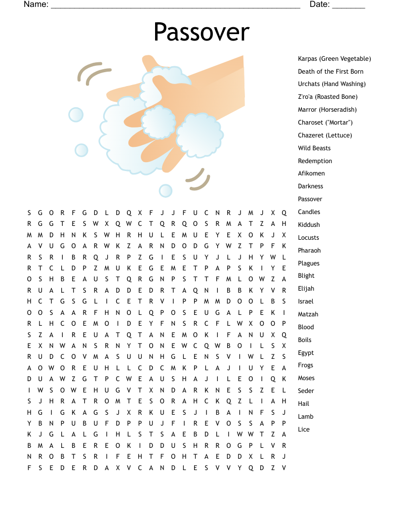 Passover Word Search WordMint