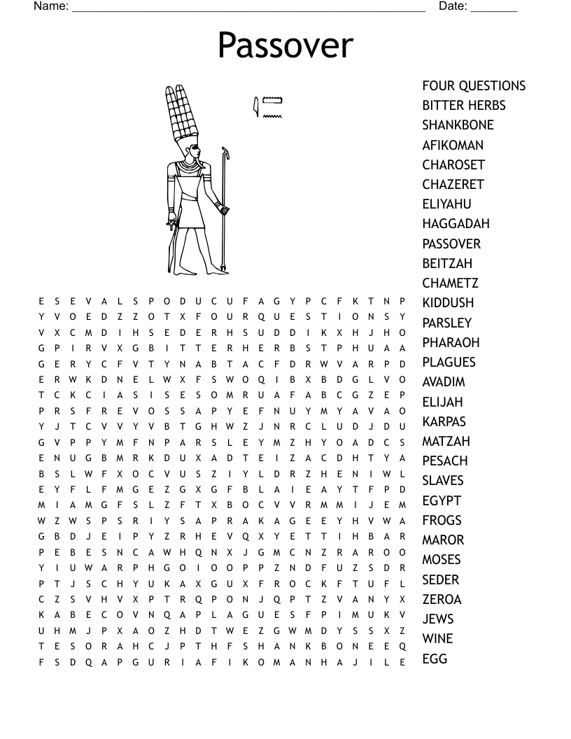 Passover Word Search WordMint