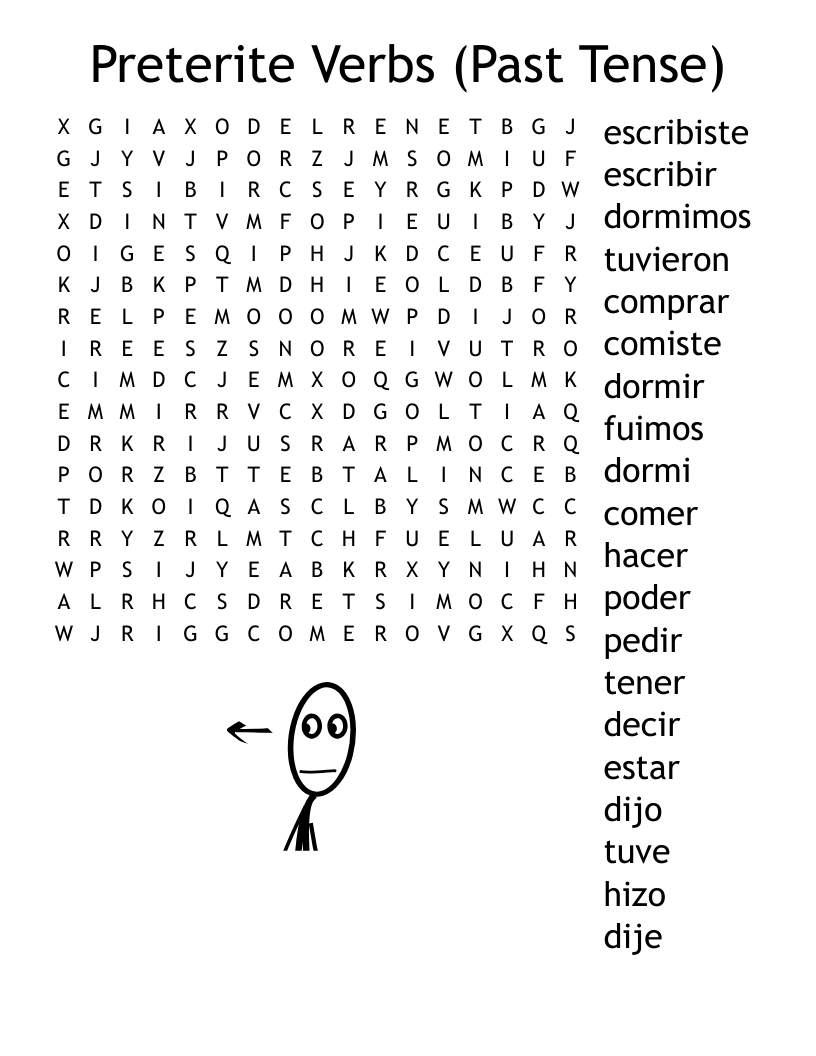 Past Simple Word Search Printable