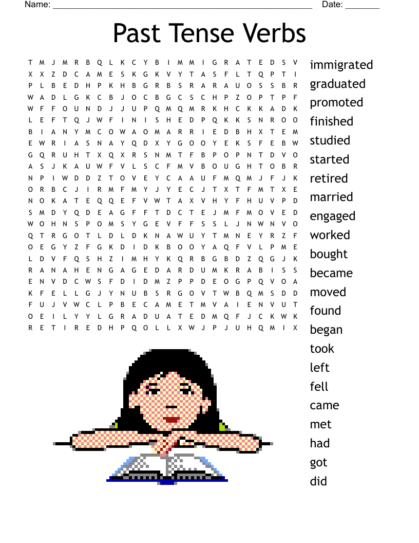 Past Tense Verbs Word Search WordMint