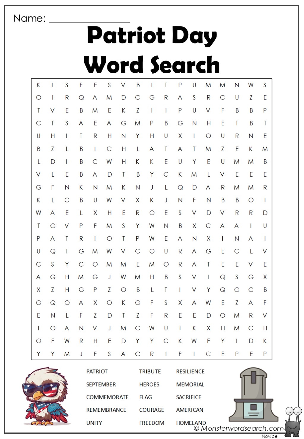 Patriotic Word Search Printable