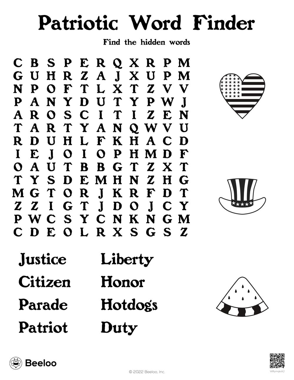Patriotic Word Finder Beeloo Printable Crafts And Activities For Kids