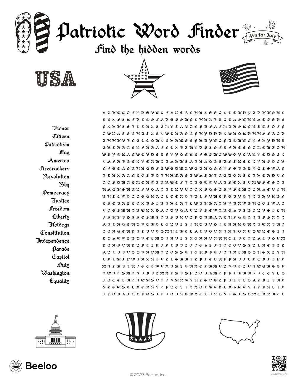 Patriotic Word Finder Beeloo Printable Crafts And Activities For Kids