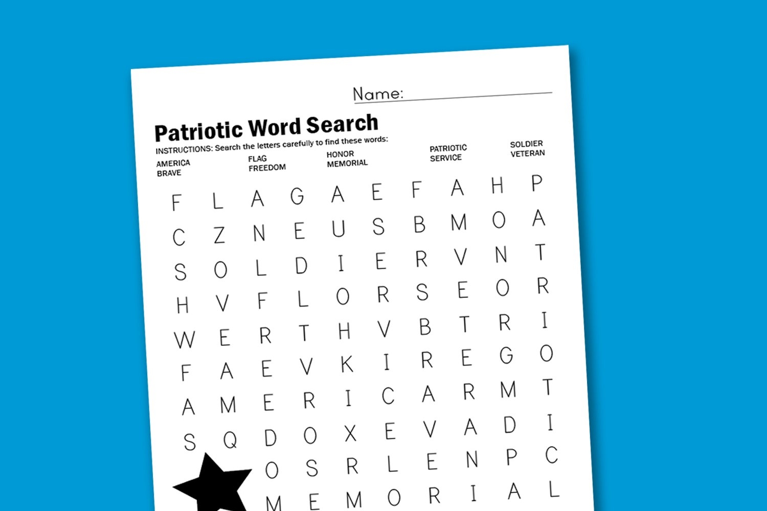 Patriotic Word Search Paging Supermom