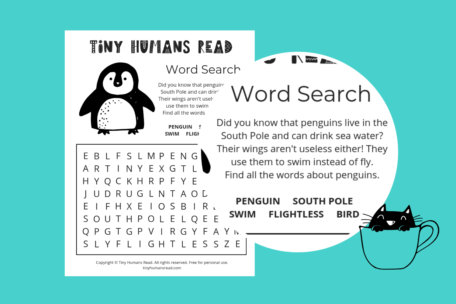 Penguin Facts Word Search Tiny Humans Read