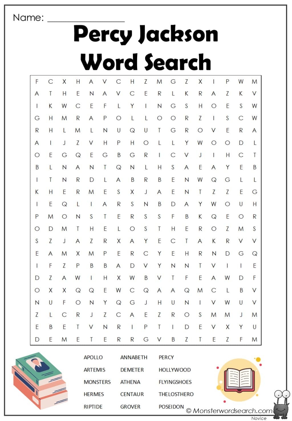Percy Jackson Word Search Monster Word Search