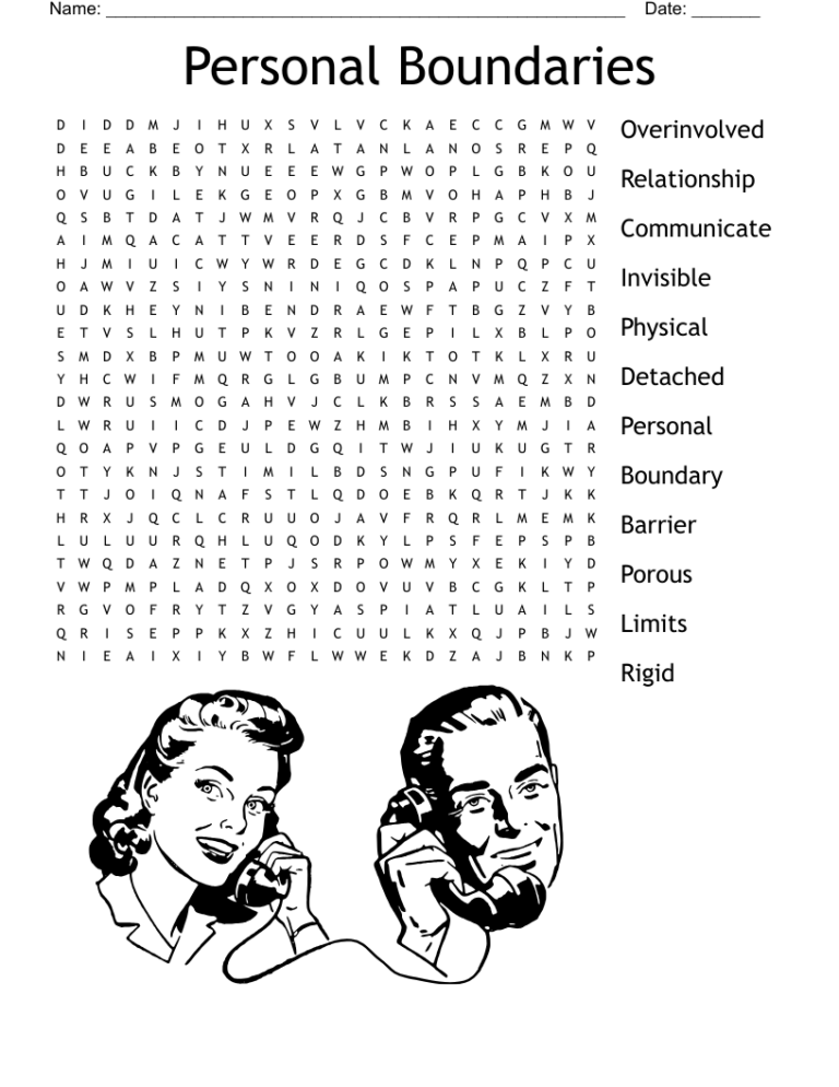 Personal Boundaries Word Search WordMint