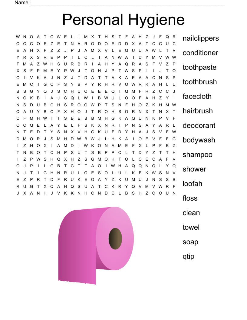 Personal Hygiene Word Search WordMint