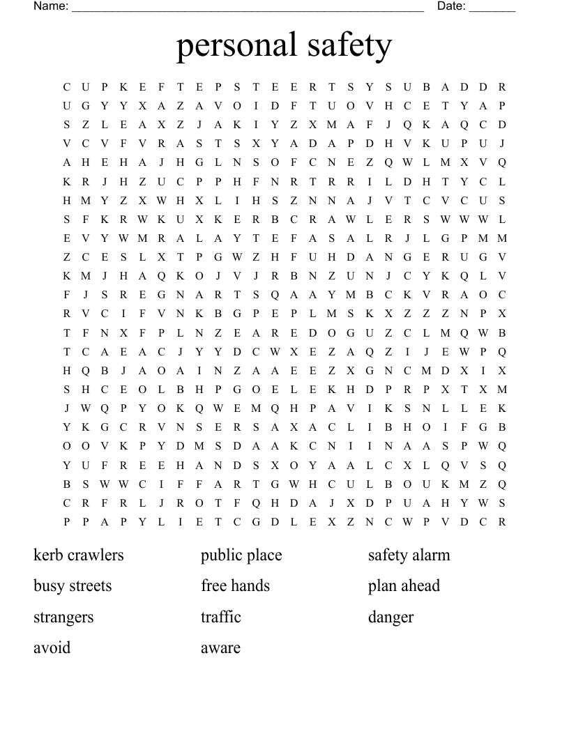 Printable E Safety Word Search