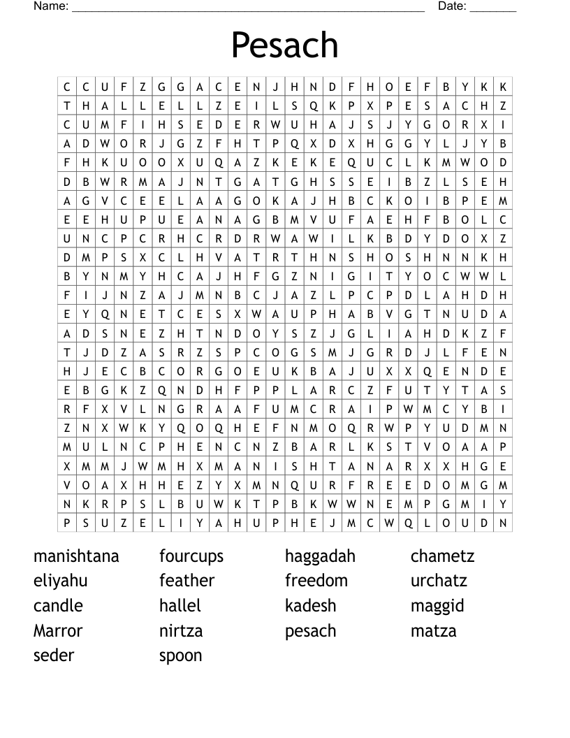 Pesach Word Search WordMint