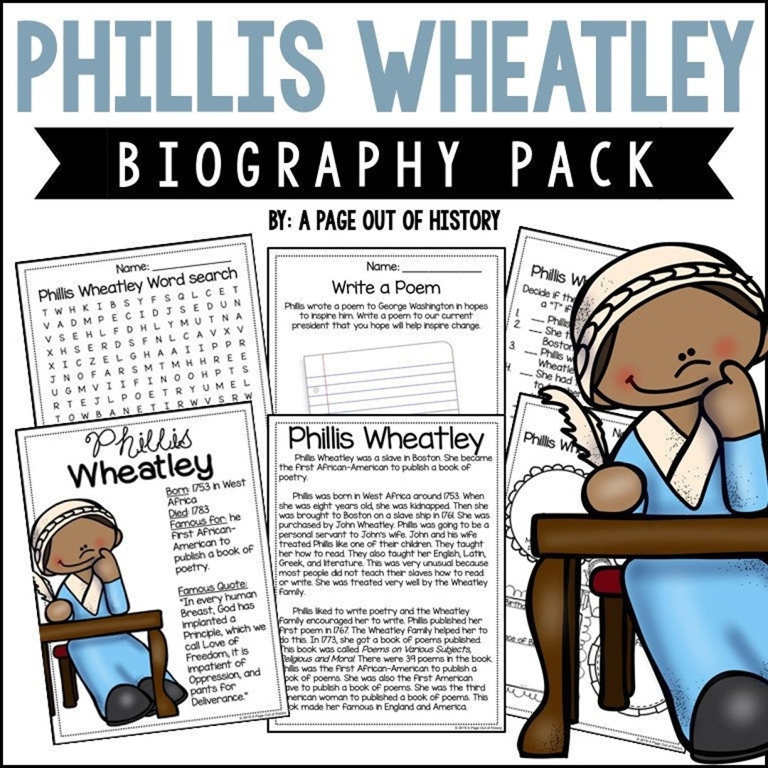 Phillis Wheatley Word Search Printables