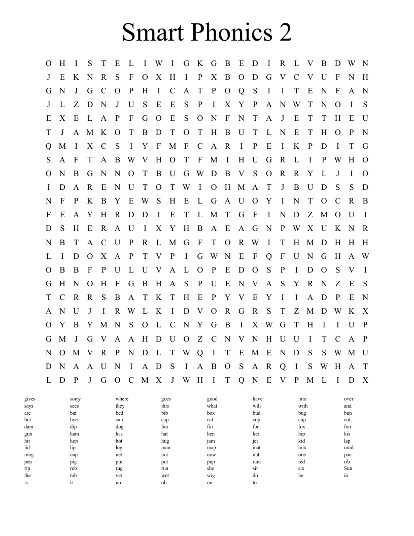 Phonics Level 1 Word Search WordMint