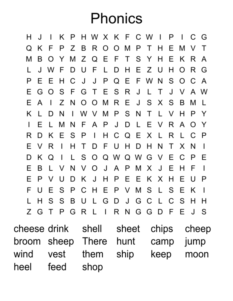 Phonics Word Search WordMint