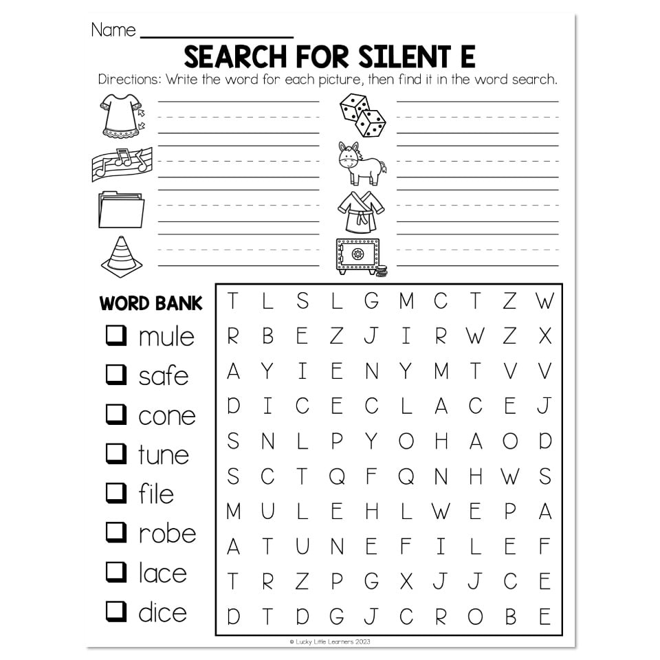 Phonics Worksheet CVCE Search For Silent E Lucky Little Learners
