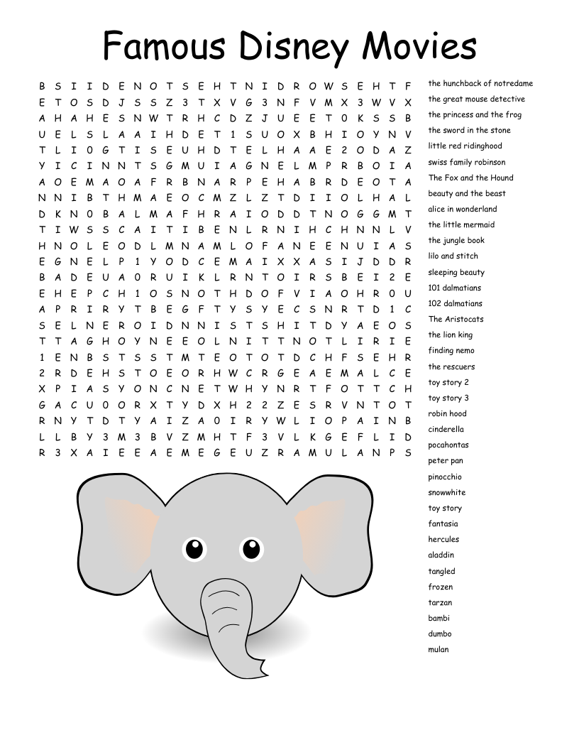 Pinocchio U0026 Dumbo Word Search WordMint Pinocchio U0026 Dumbo Word Search WordMint