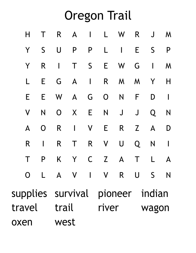 Pioneers Word Search WordMint