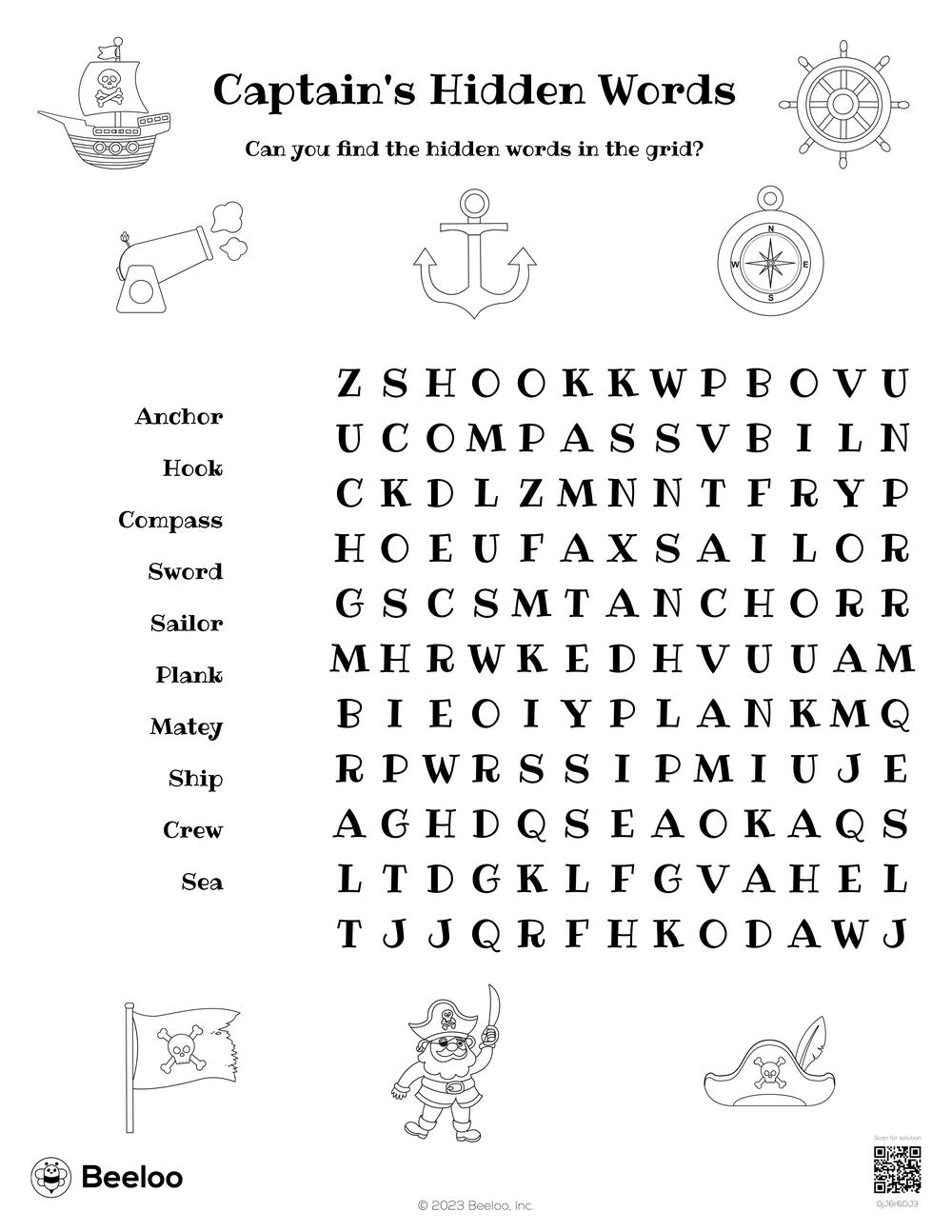 Pirate themed Word Searches Beeloo Printable Crafts And Activities For Kids
