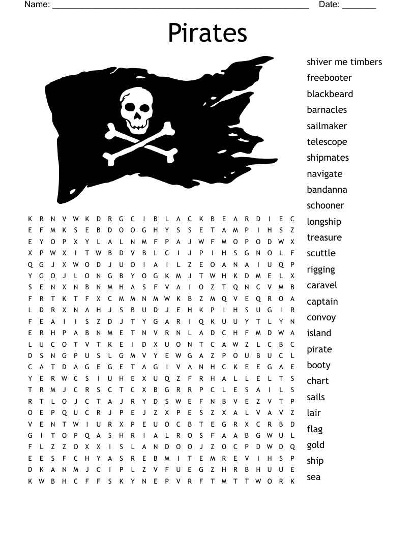 Pirates Word Search WordMint