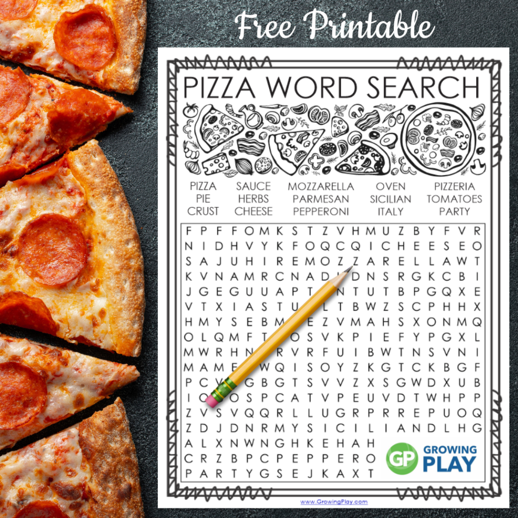 Pizza Word Search Free Printable PDF Growing Play