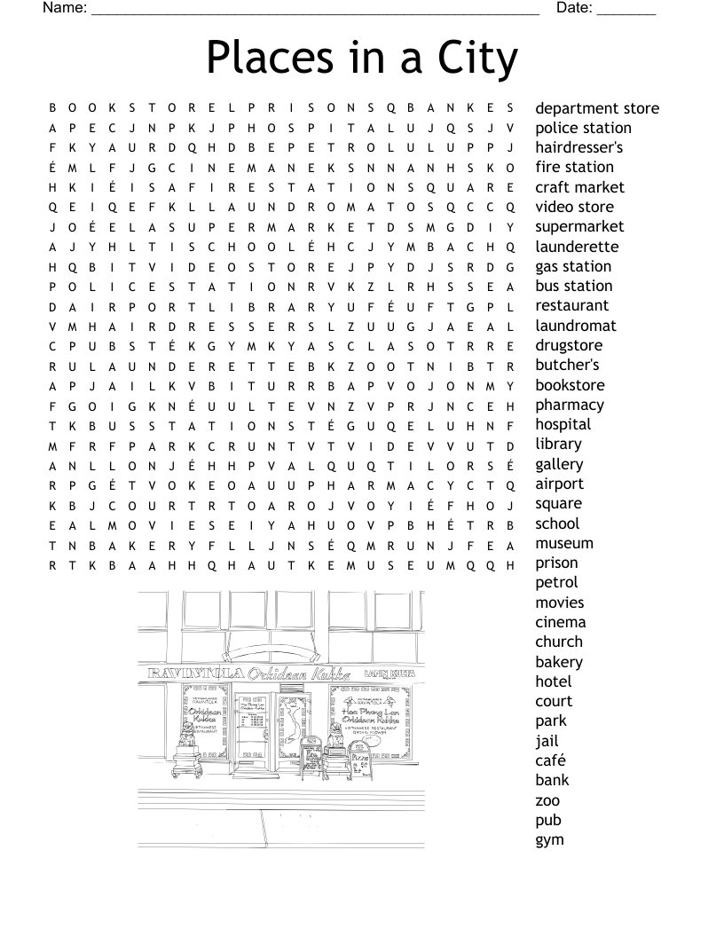 Printable Word Searches Cities