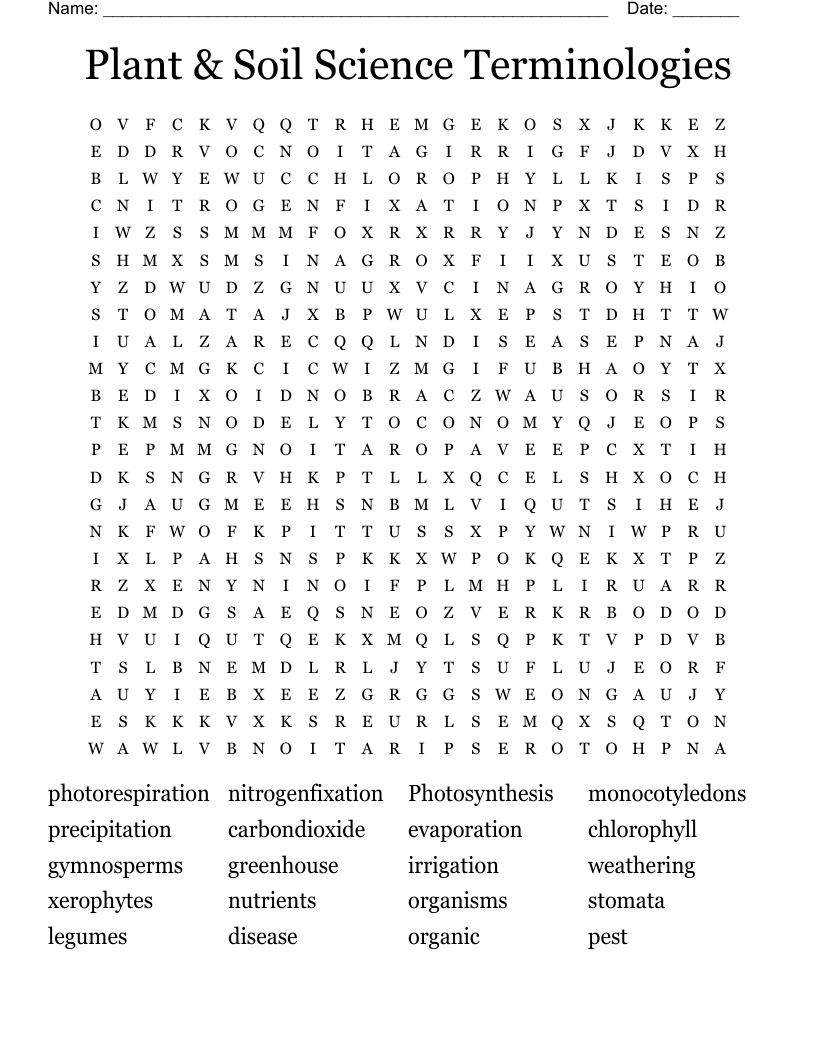 Plant U0026 Soil Science Terminologies Word Search WordMint