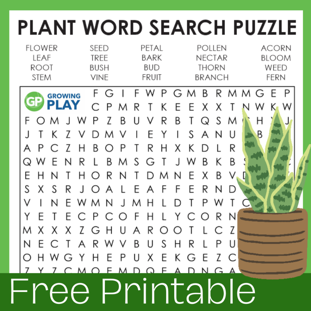 Plant Word Search Puzzle Growing Play