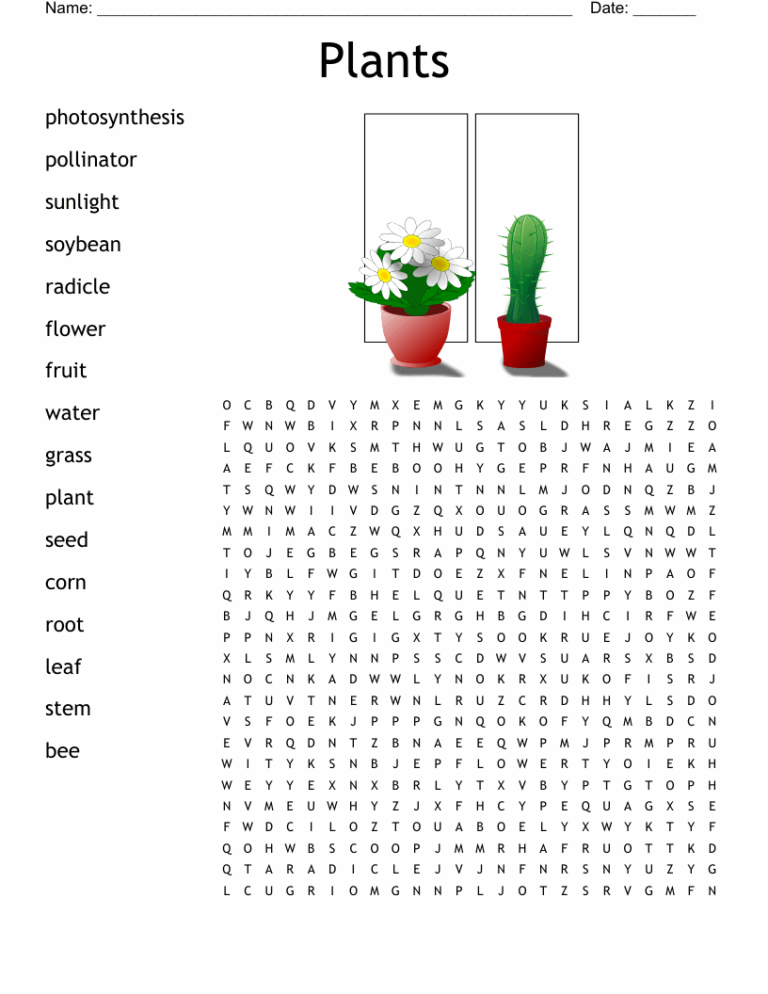 Plants Word Search WordMint