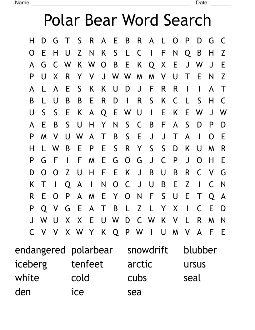 Free Printable Polar Express Word Search