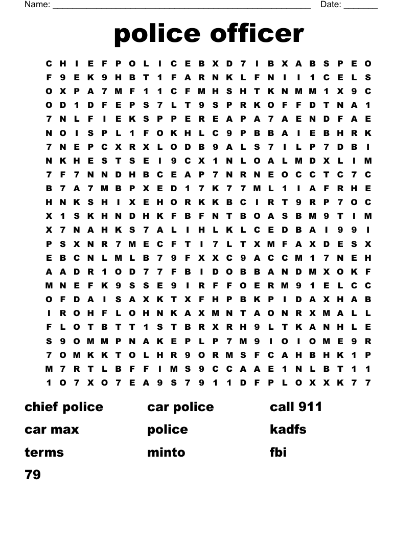 Police Officer Word Search WordMint