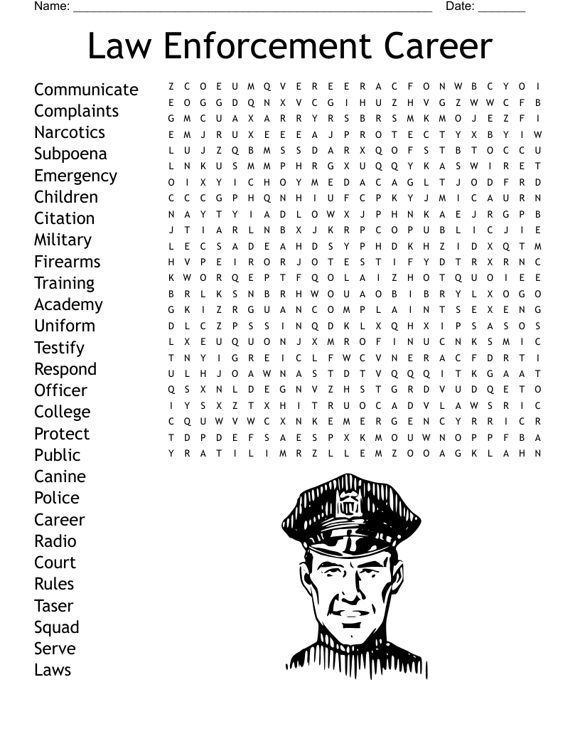 Police Word Search WordMint