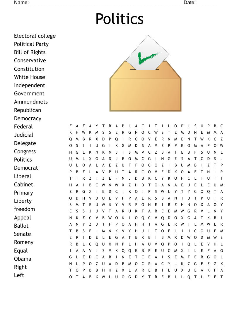 Politics Word Search WordMint