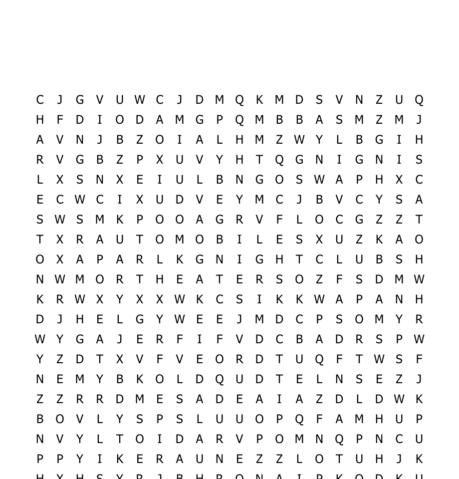 Pop Culture Word Search Printable