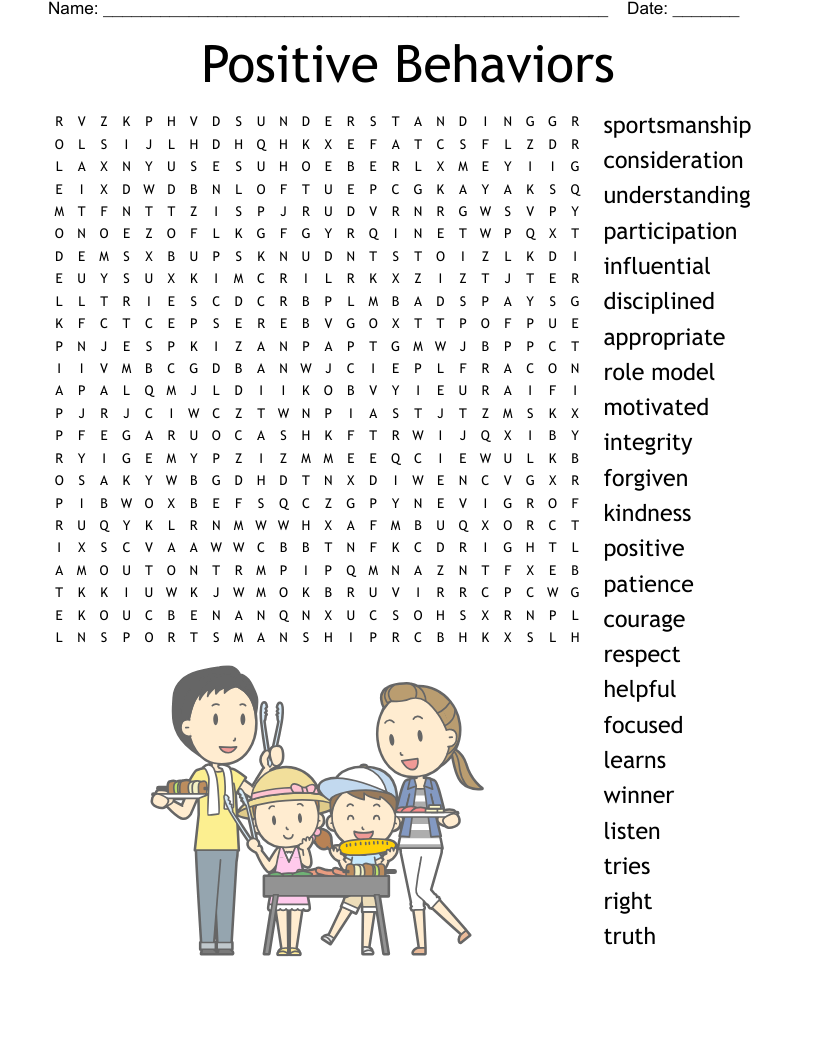 Positive Behavior Word Search WordMint