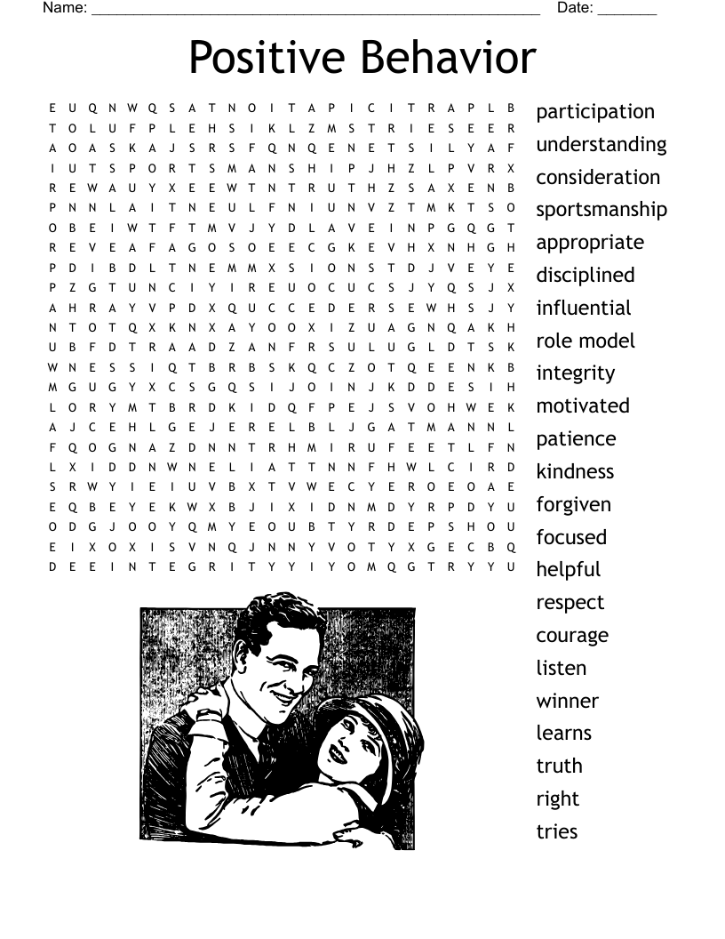 Positive Behavior Word Search WordMint