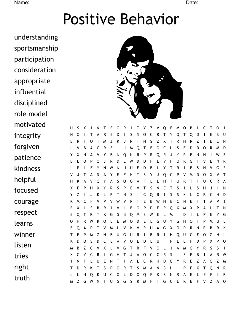 Positive Behavior Word Search WordMint