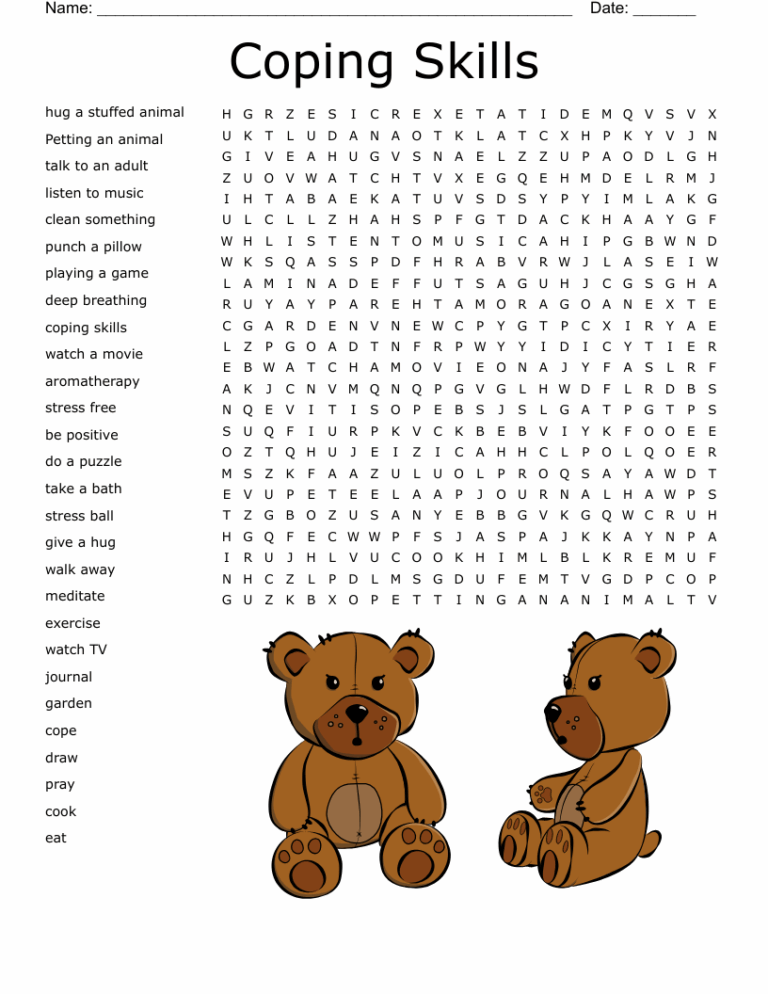Positive Coping Skills Word Search WordMint