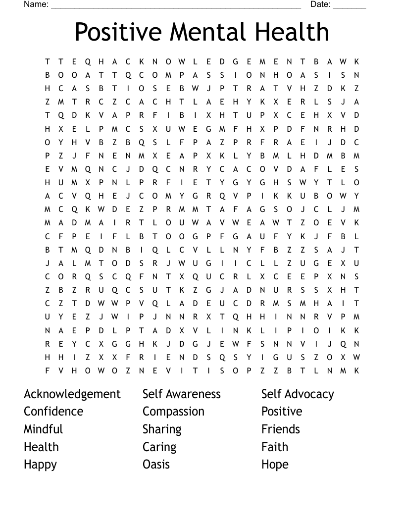 Positive Word Searches Printable